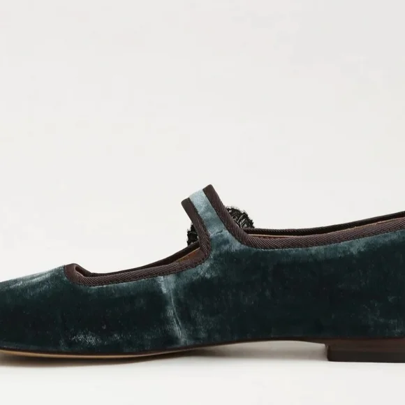 NIB - Sam Edelman Bluestone Velvet Michaela Mary Jane Flat - Size 6 - Picture 5 of 16